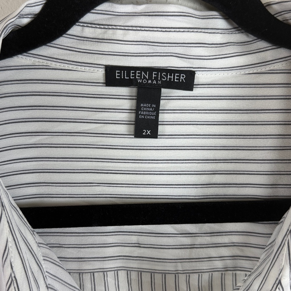 Eileen Fisher White Pinstripe Blouse - Picture 2 of 8